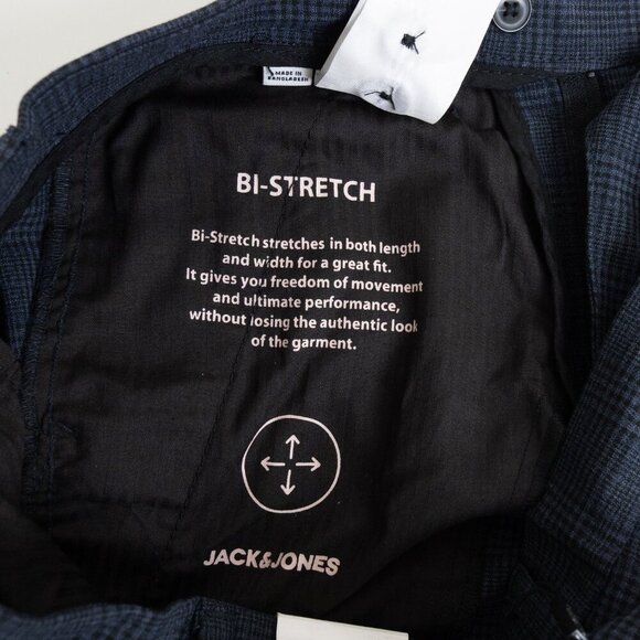 Jack & Jones Marco Slim Dress Pants 31x34 Fit Bi-Stretch Navy Check - Picture 14 of 15